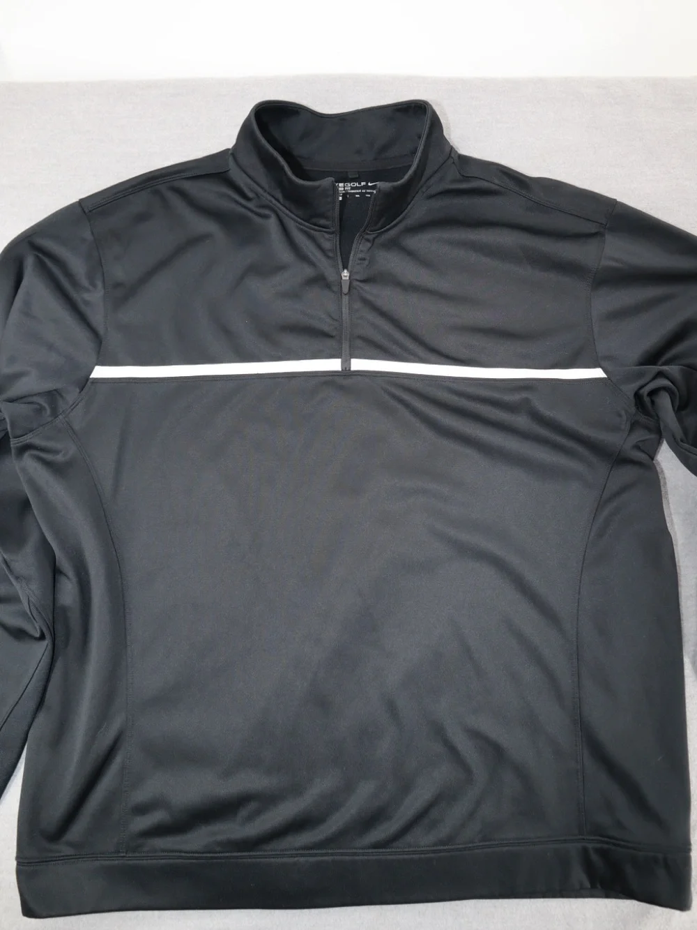 Nike Black Performance Quarter-Zip Pullover with White Chest Stripe